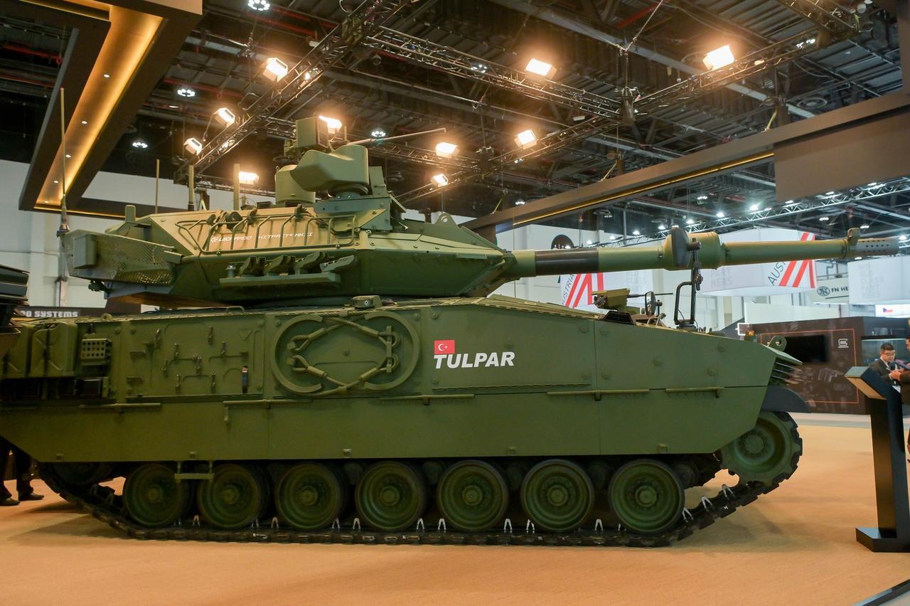 Turkish Otokar's TULPAR armored vehicle, displayed at the IDEX and NAVDEX 2025 International Defense Exhibition and Conference in Abu Dhabi, UAE , Feb. 17, 2025. (AA Photo)