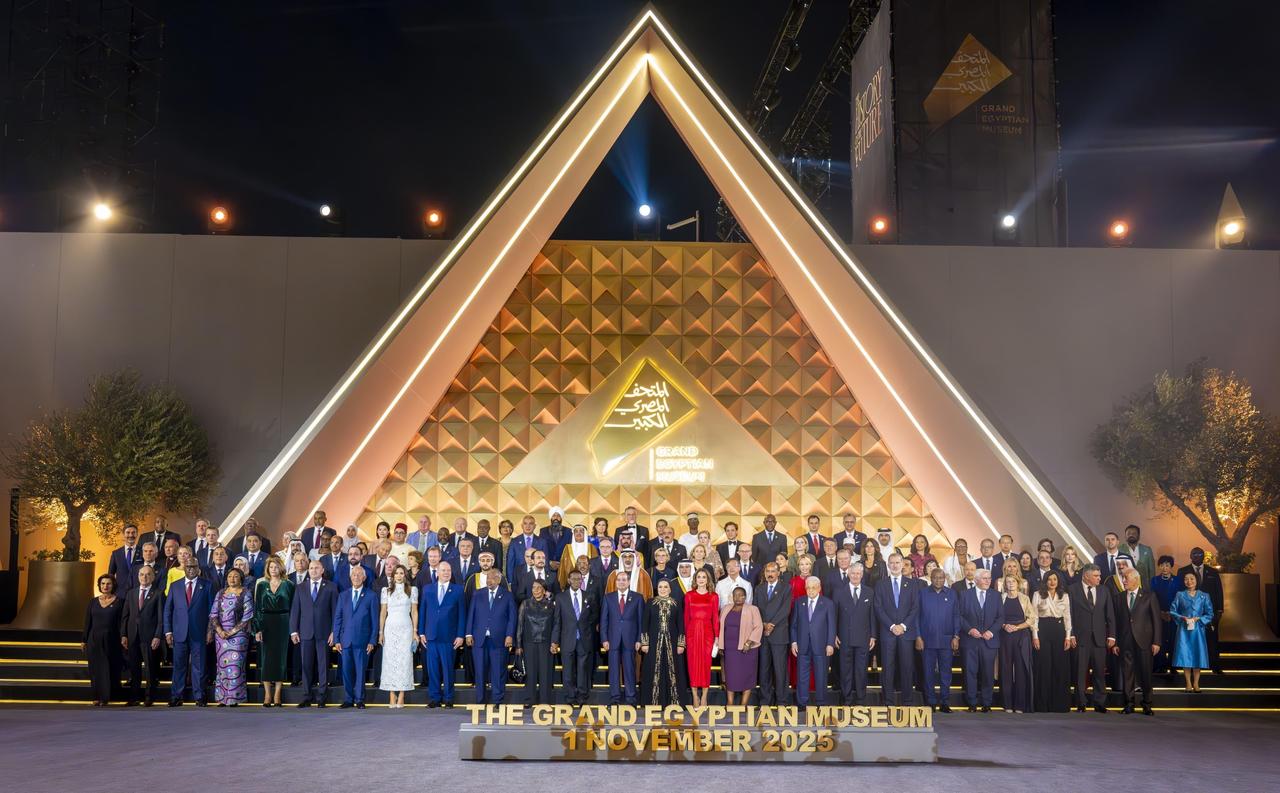 Egyptian President Abdel Fattah el-Sisi attends the inauguration ceremony of the Grand Egyptian Museum, dubbed the "Fourth Pyramid," west of Cairo, Egypt, on November 01, 2025 . ( AA Photo )