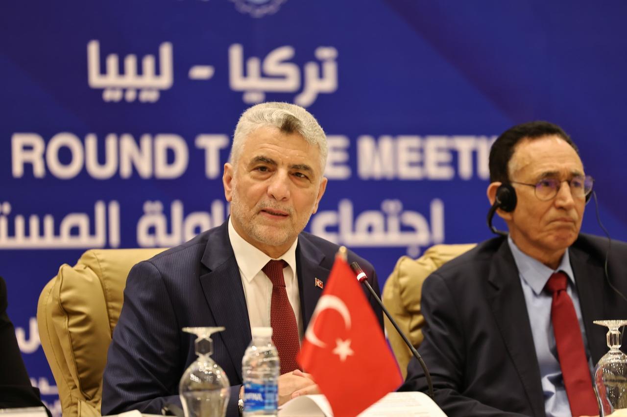 Turkish Trade Minister Omer Bolat (left) and Libyan Economy and Trade Minister Mohamed Hweij (right) attend the Türkiye–Libya Business Forum in Tripoli, Libya, on April 30, 2025. (AA Photo)