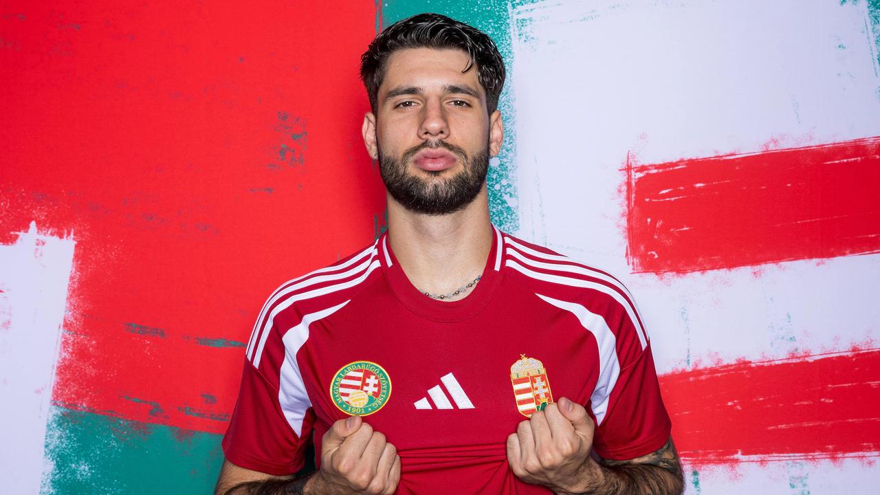 Dominik Szoboszlai poses in Hungary’s national team kit ahead of an international fixture. (Photo via UEFA)