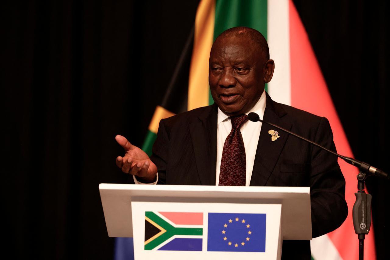 South Africa's President Cyril Ramaphosa speaks during a joint press conference with European Commission President Ursula Von der Leyen in Sandton, November 20, 2025. (AFP Photo)