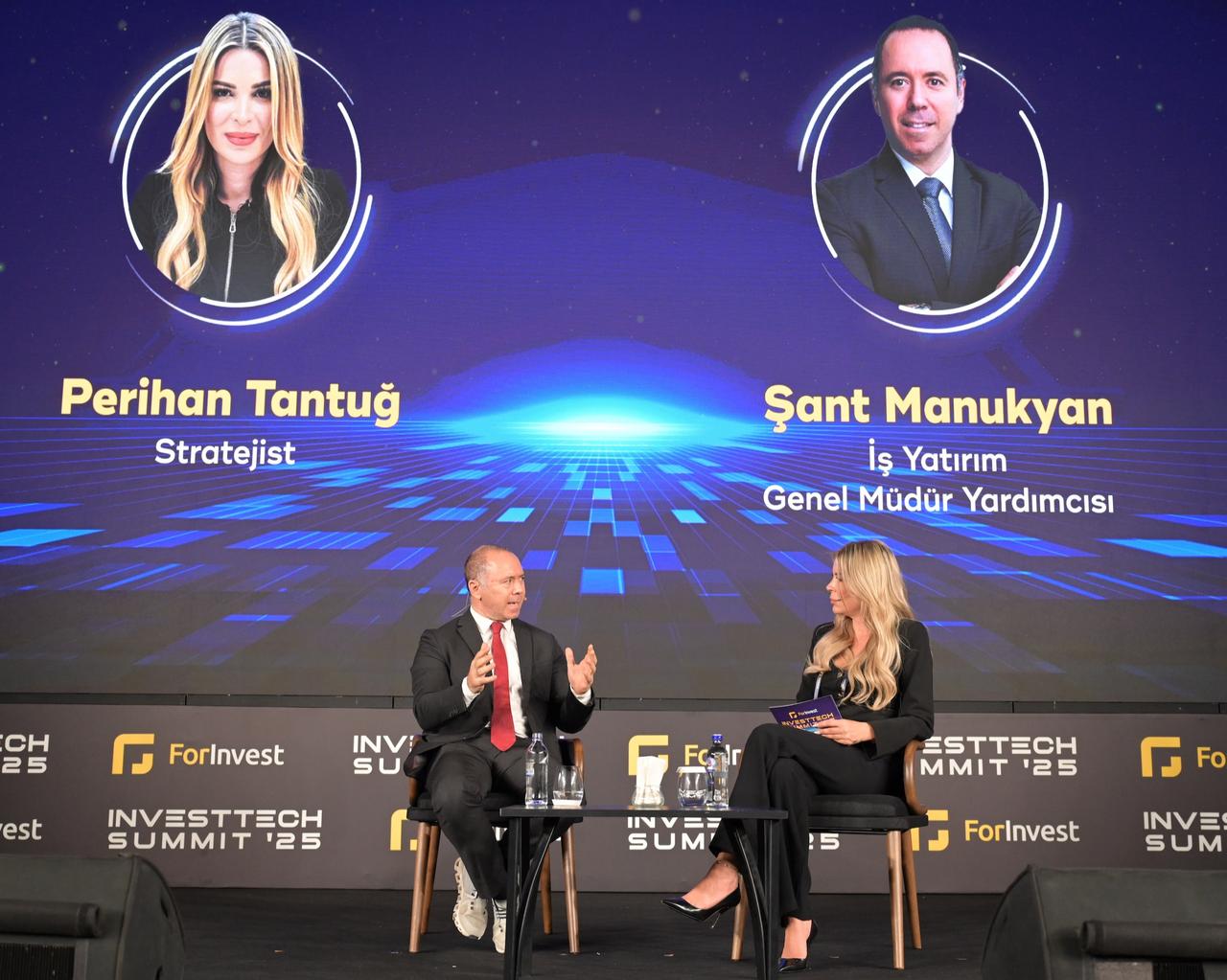 Is Investment Deputy GM Sant Manukyan speaks during a panel discussion at the InvestTech Summit 2025, organized by ForInvest in Istanbul, Türkiye. (Courtesy of ForInvest)