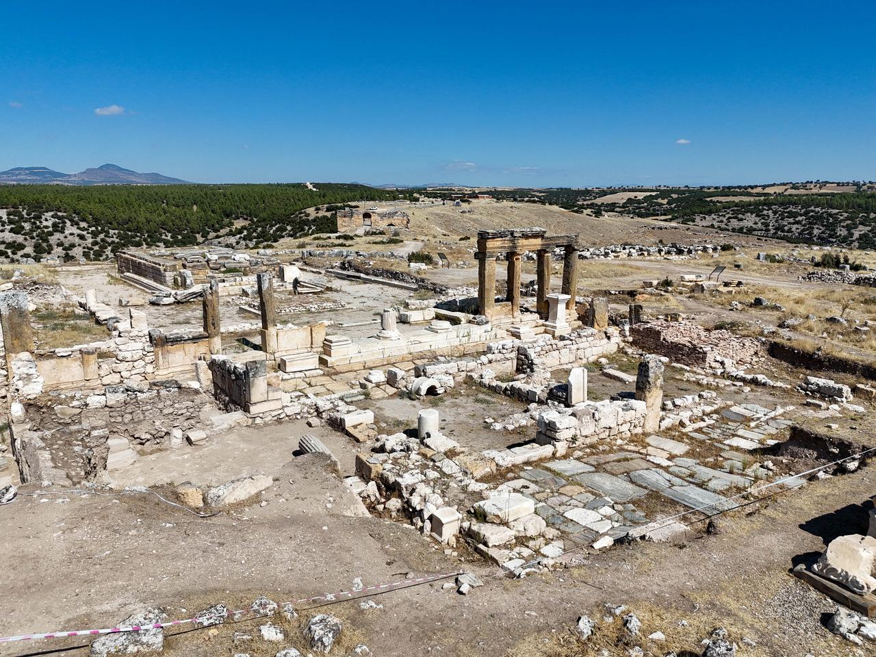 The historic stadium at Blaundos Ancient City, a garrison town for Macedonian soldiers during Alexander the Great’s Anatolian campaign, is being uncovered. Usak, Türkiye, November 23, 2025. (AA Photo)
