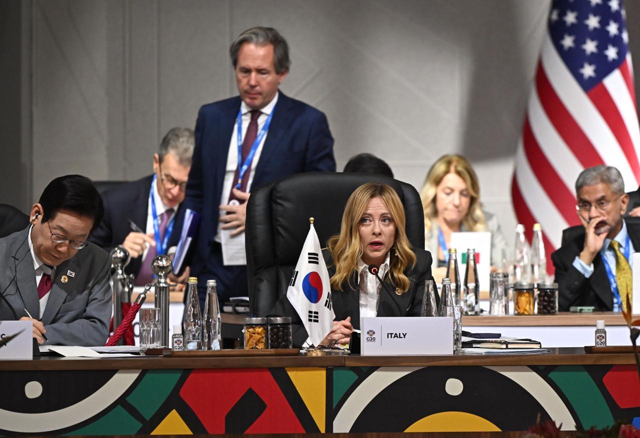 Italian Prime Minister Giorgia Meloni attends the G20 Leaders Summit in Johannesburg, South Africa, on Nov. 22, 2025. (AA Photo)