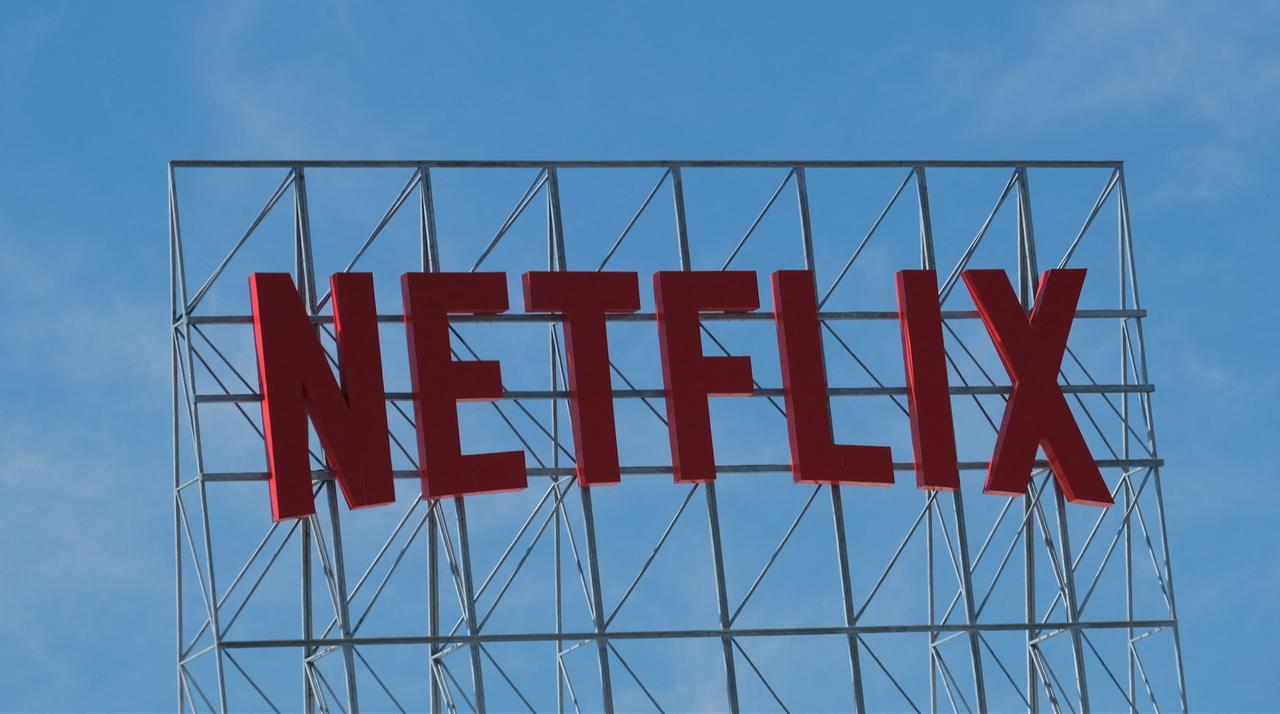 The Netflix logo is seen on top of their office building in Hollywood, California, Mar. 2, 2022. (AFP Photo)