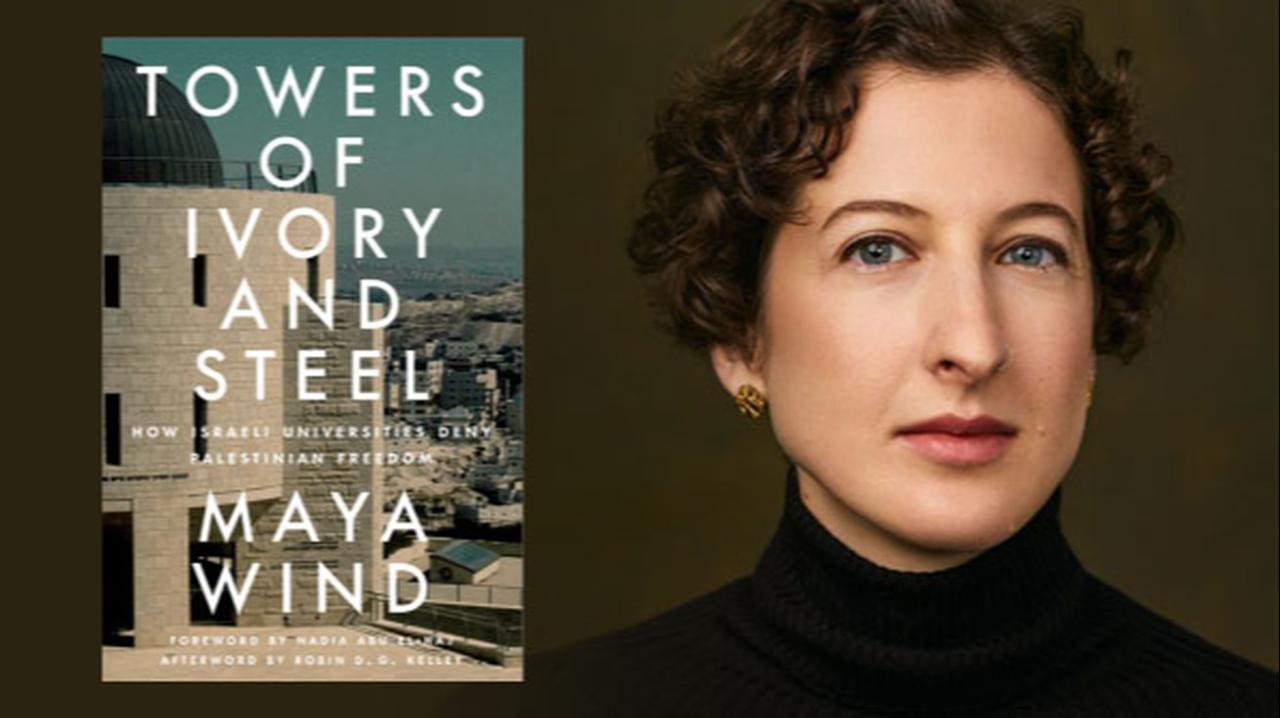 The combined photo shows the Israeli anthropologist Maya Wind with her book Towards Ivory and Steel (Photo via the University of British Columbia)