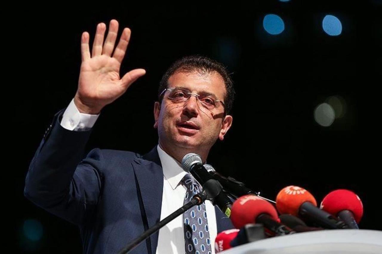 Ekrem Imamoglu speaks during a press event in Istanbul, Türkiye, accessed on May 8, 2025. (AA Photo)