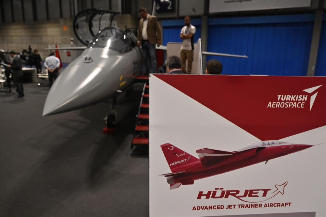 The agreement, which will open the doors of NATO and other world countries to Türkiyes first national jet trainer and light attack aircraft Hurjet, developed by Turkish Aerospace Industries (TAI), was signed in Spain on May 14, 2025. (AA Photo)