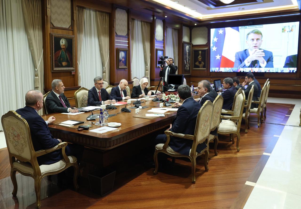 Turkish President Recep Tayyip Erdogan attended the online meeting of the Leaders’ Summit of the Coalition of Volunteers on Ukraine on Nov. 25, 2025. (Photo via X/burhanduran)