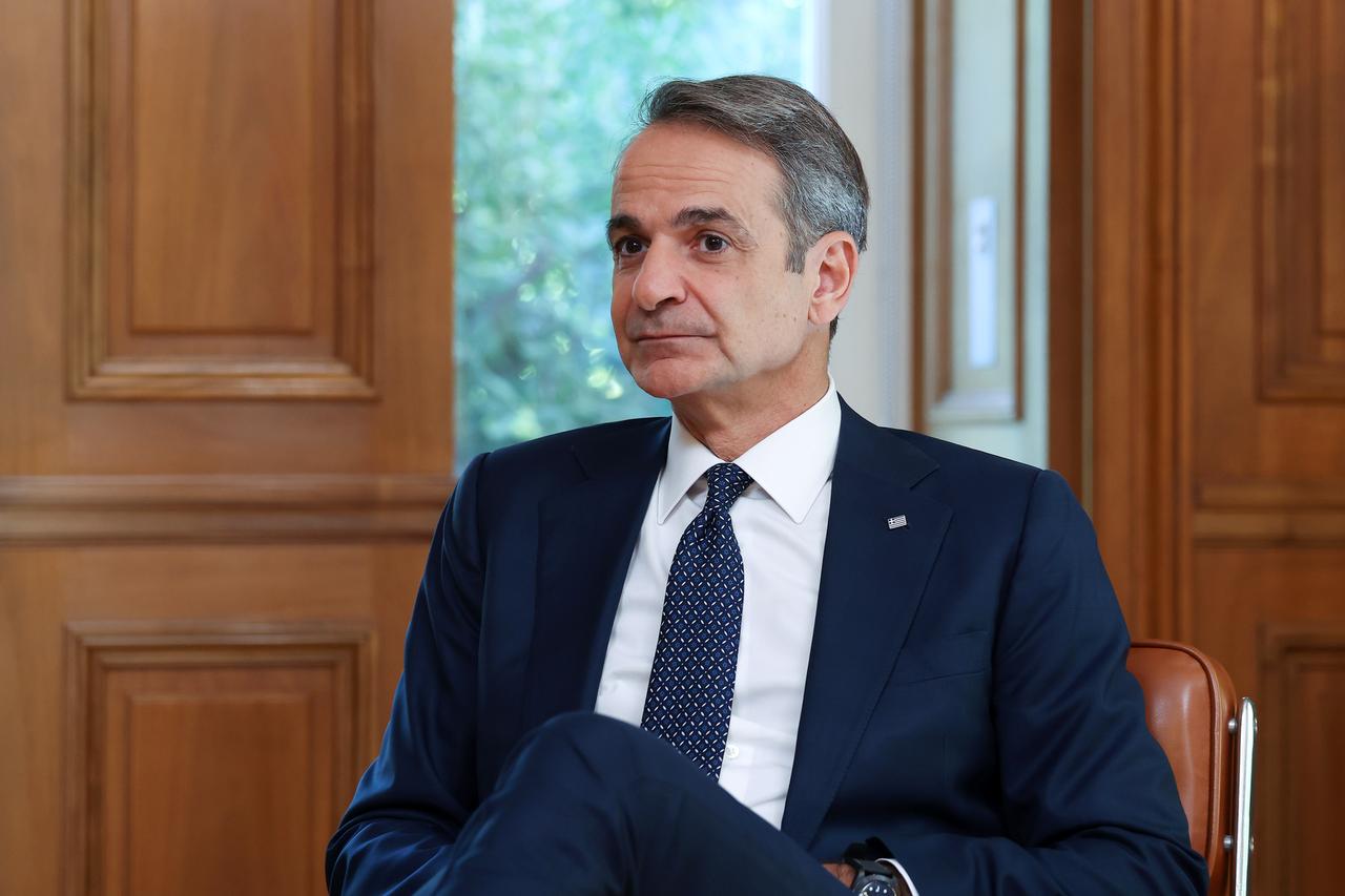 Greek Prime Minister Kyriakos Mitsotakis meets with Greek Cypriot Leader Nikos Christodoulides (not seen) at Maximos Mansion in Athens, Greece on Nov. 12, 2025. (AA Photo)