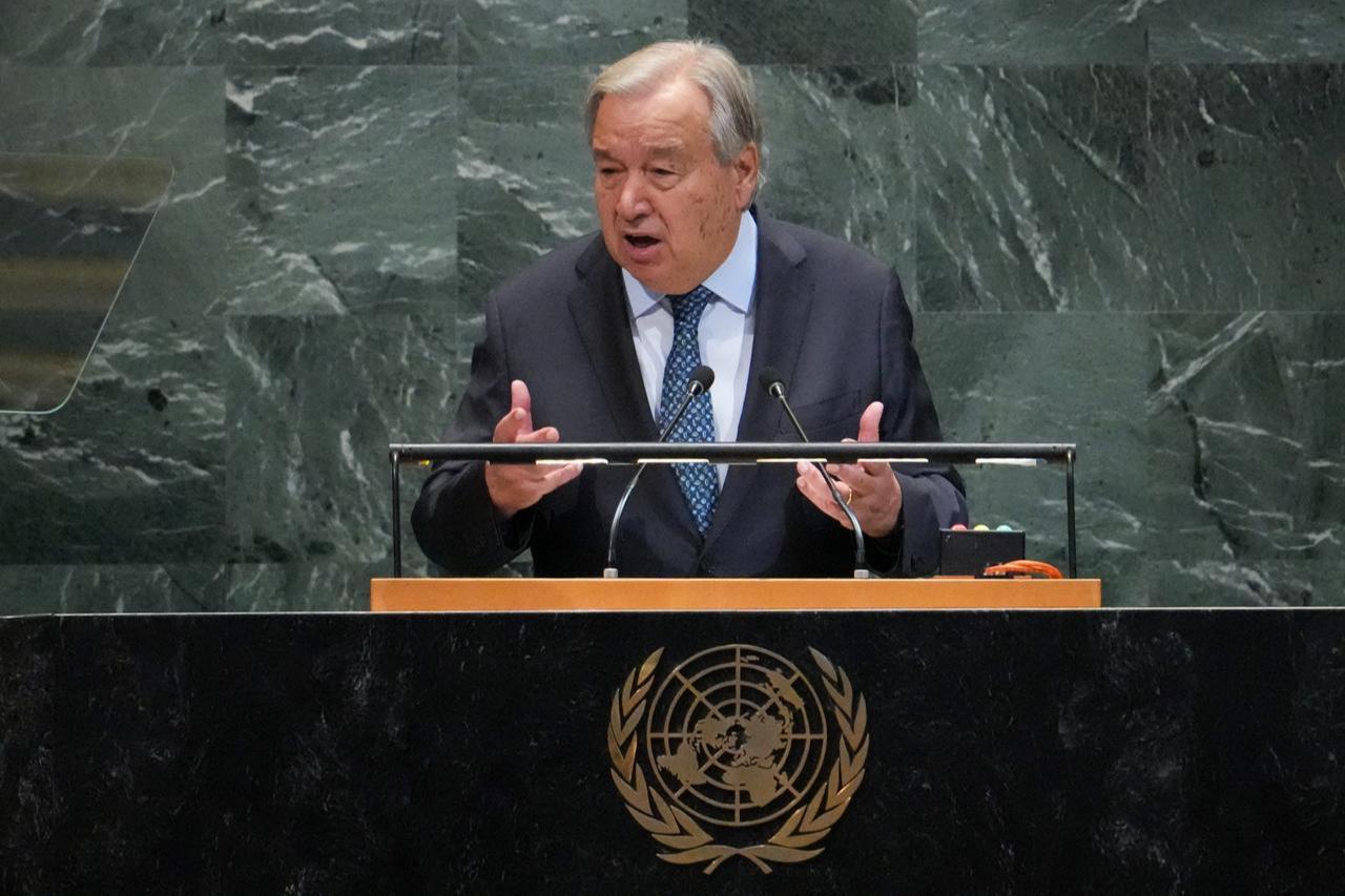 United Nations Secretary General Antonio Guterres speaks during the General Debate of the U.N. General Assembly at the U.N. headquarters in New York City, U.S. on Sept. 23, 2025. (AFP Photo)