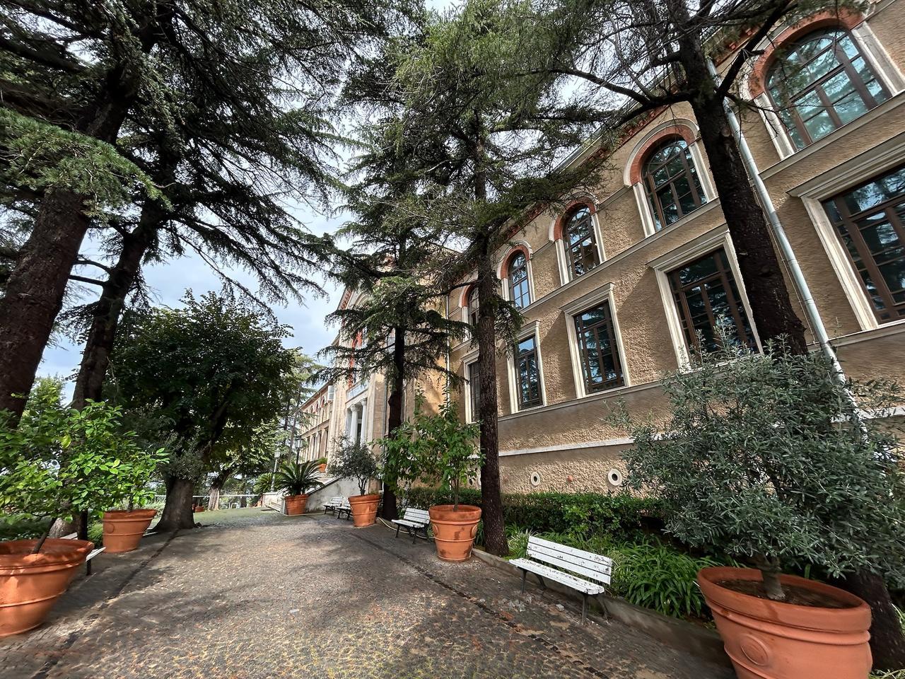 The main façade of the historic Halki Seminary on Heybeliada Island, originally rebuilt in 1896 under architect Periklis Fotiadis, now nearing full restoration, Oct. 25, 2025. (Photo by Koray Erdogan/Türkiye Today)