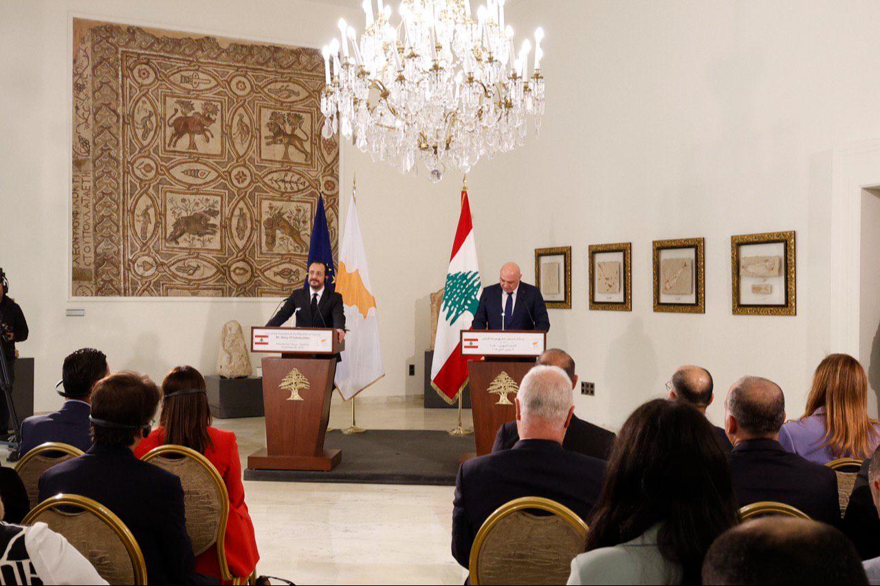 Lebanese President Joseph Aoun signed the maritime border demarcation agreement with Greek Cypriot leader Nikos Christodoulides, Beirut, Lebanon on Nov. 26, 2025. (Photo via X/Christodulides)