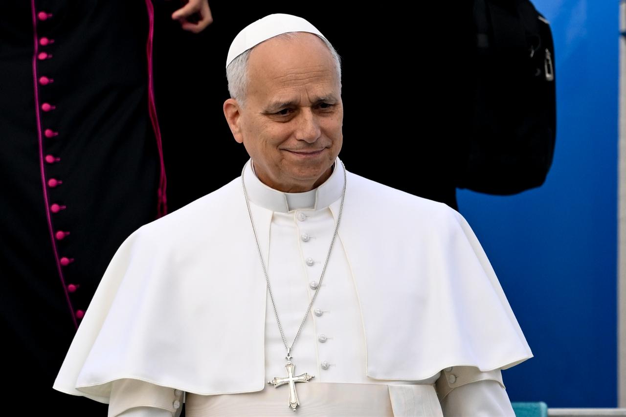 Pope Leo XIV arrives at Esenboga Airport in Ankara for his first official trip abroad, Turkiye, November 27, 2025. (AA Photo)