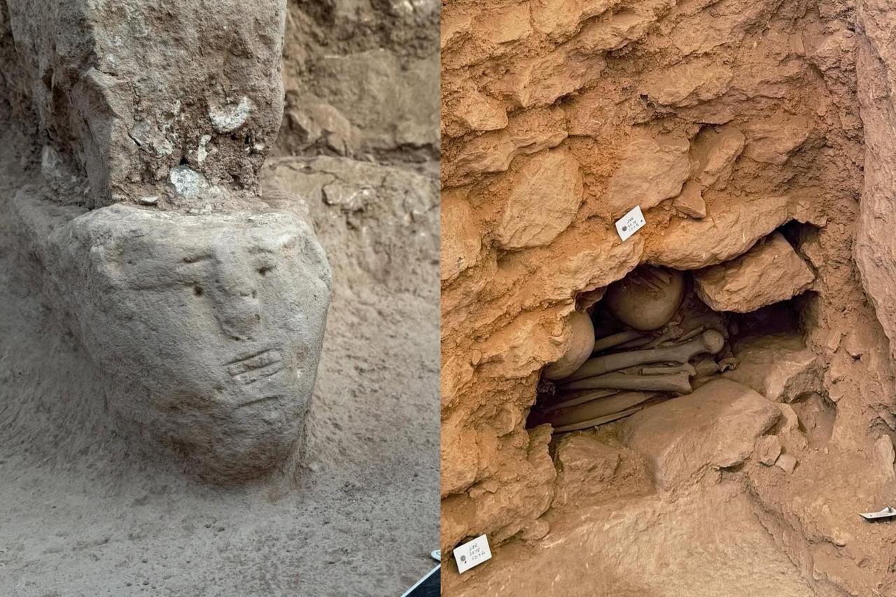 Human face carved on pillar base discovered at Sayburc sheds new light on Tas Tepeler rituals