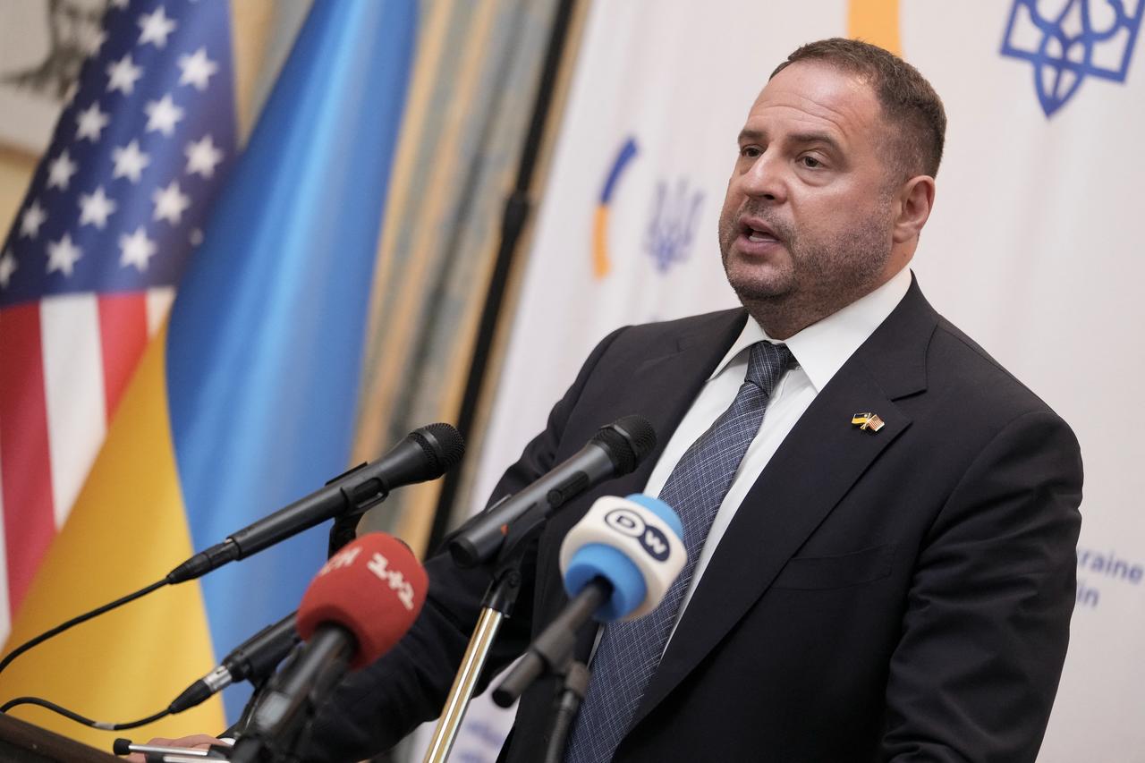 Ukrainian Presidential Office Head Andriy Yermak, speaks during a news conference at the Ukrainian Embassy, following an earlier meeting with U.S. Secretary of State Marco Rubio (not seen) at the State Department in Washington, U.S. on June 4, 2025. (AFP File Photo)