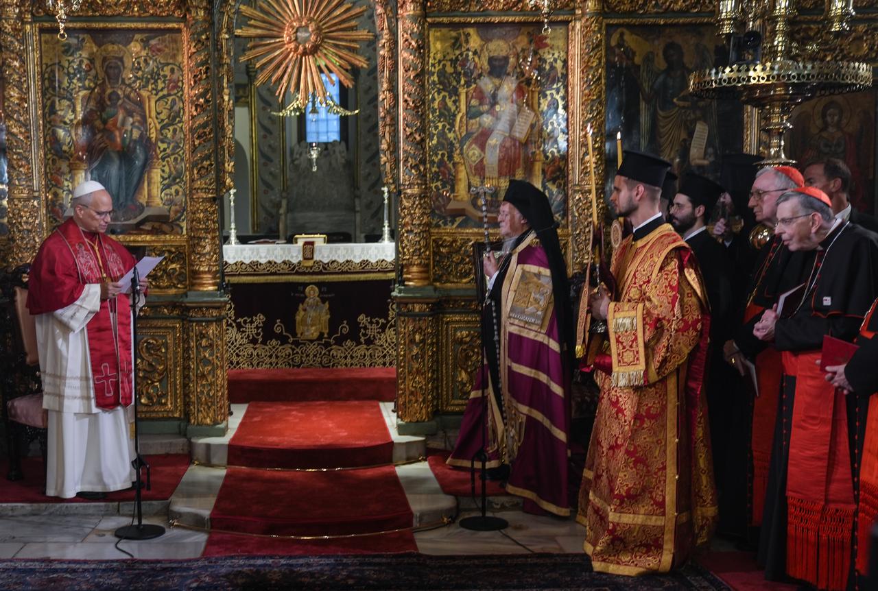 Pope Leo XIV visits the Fener Greek Patriarchate in Istanbul, Türkiye on Nov. 29, 2025. (AA Photo)