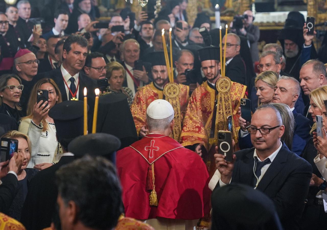 Pope Leo XIV visits the Fener Greek Patriarchate in Istanbul, Türkiye on Nov. 29, 2025. (AA Photo)