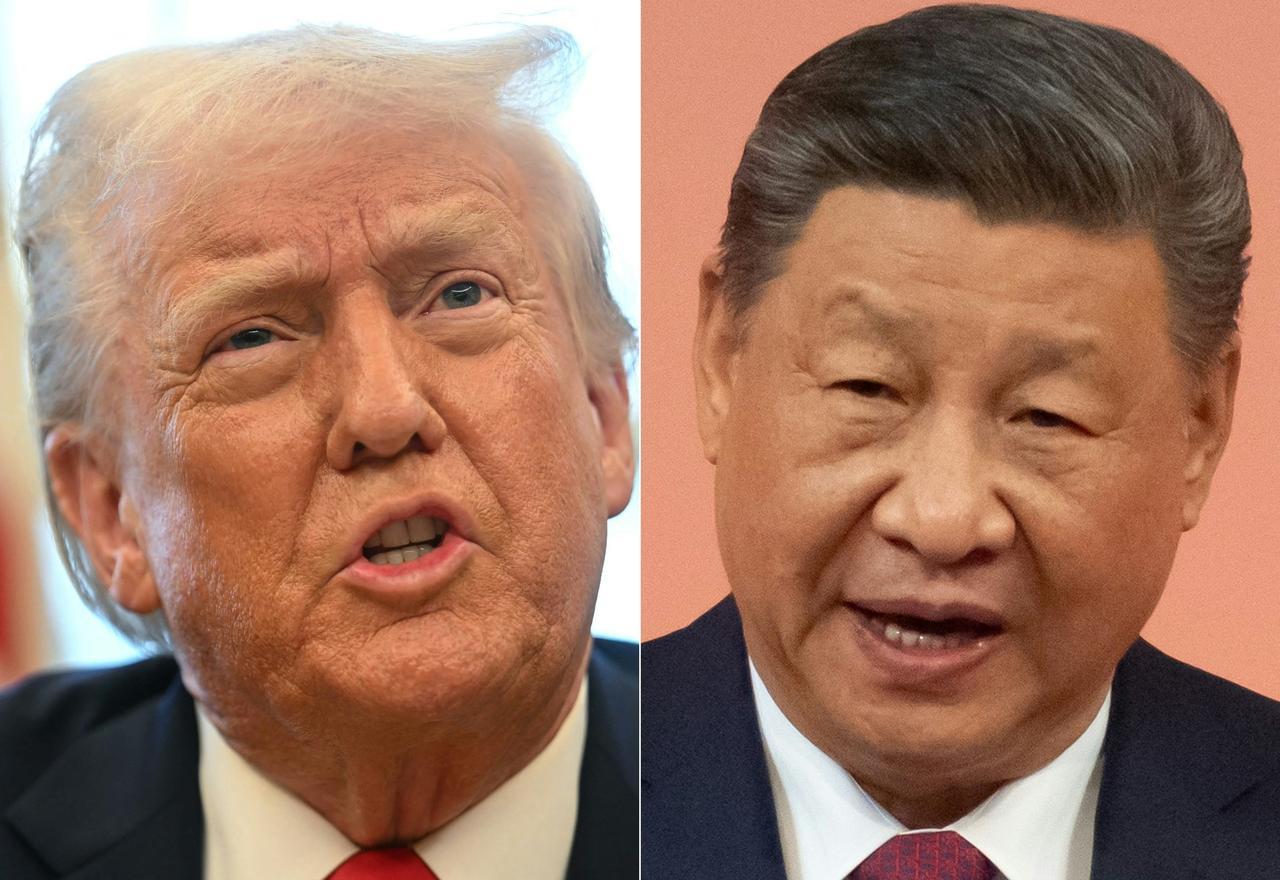 This combination of pictures created on February 04, 2025 shows, L-R, US President Donald Trump in the Oval Office of the White House on February 3, 2025, in Washington, DC and China's President Xi Jinping speaking in Macau on December 19, 2024. (AFP Photo)