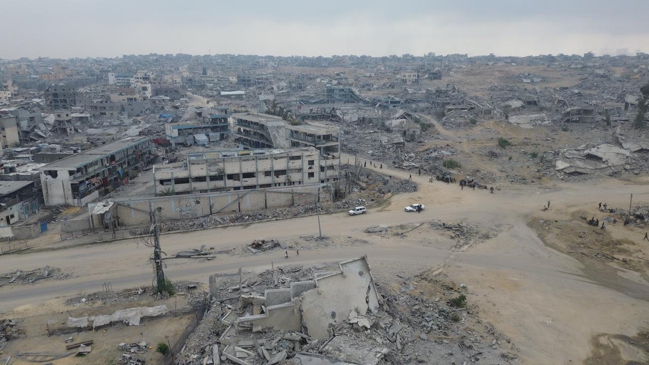 Aerial view of the Bani Suheila Junction, following the withdrawal of Israeli forces, in the east of Khan Yunis, Gaza, November 03, 2025. (AA Photo)