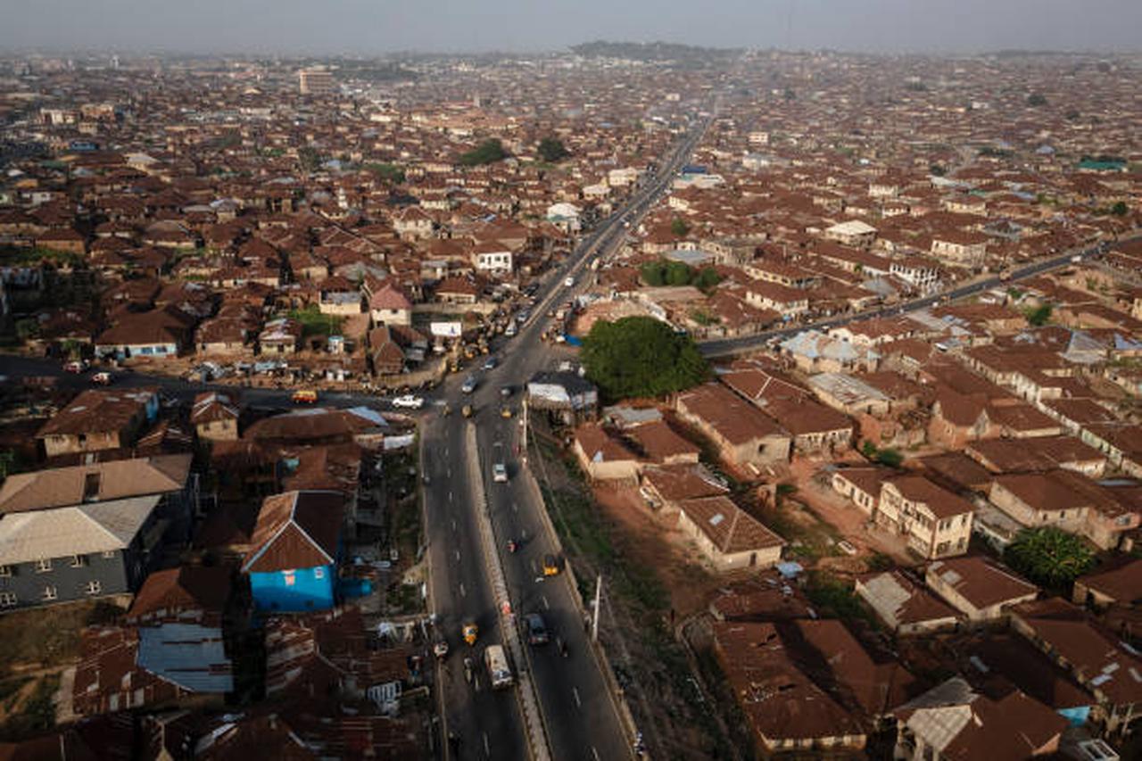 This aerial photograph shows a general view of the city of Ibadan, also called as The Brown Roof city, southwestern Nigeria, on Nov. 20, 2024. (AFP Photo)