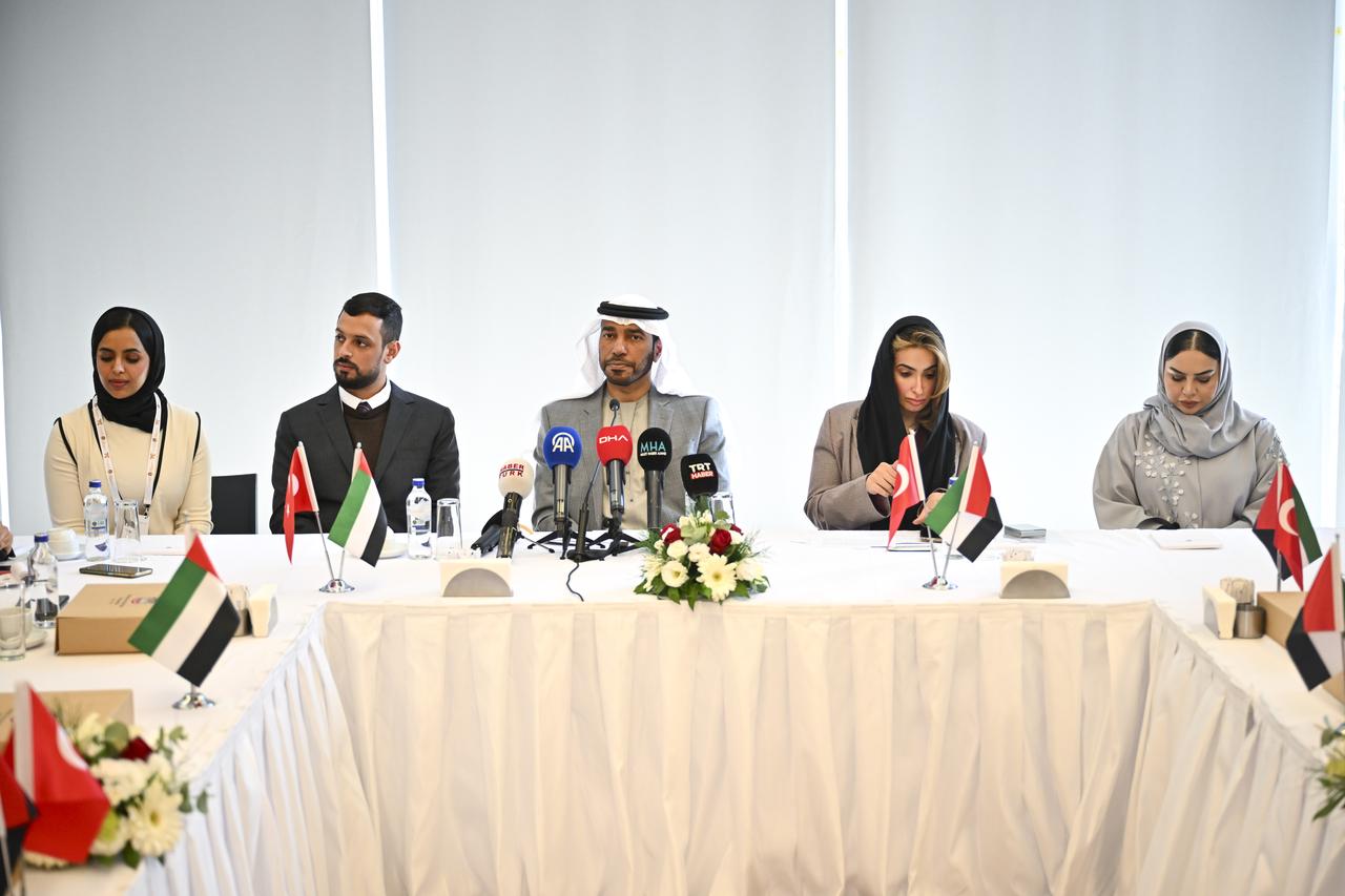 Photo shows United Arab Emirates' Ambassador to Ankara, Said Sani Al-Zahiri, speaking at the launch of the “Al Bait Al Emarati Cultural Gathering” in Ankara, Türkiye on Nov. 30, 2025. (AA Photo)