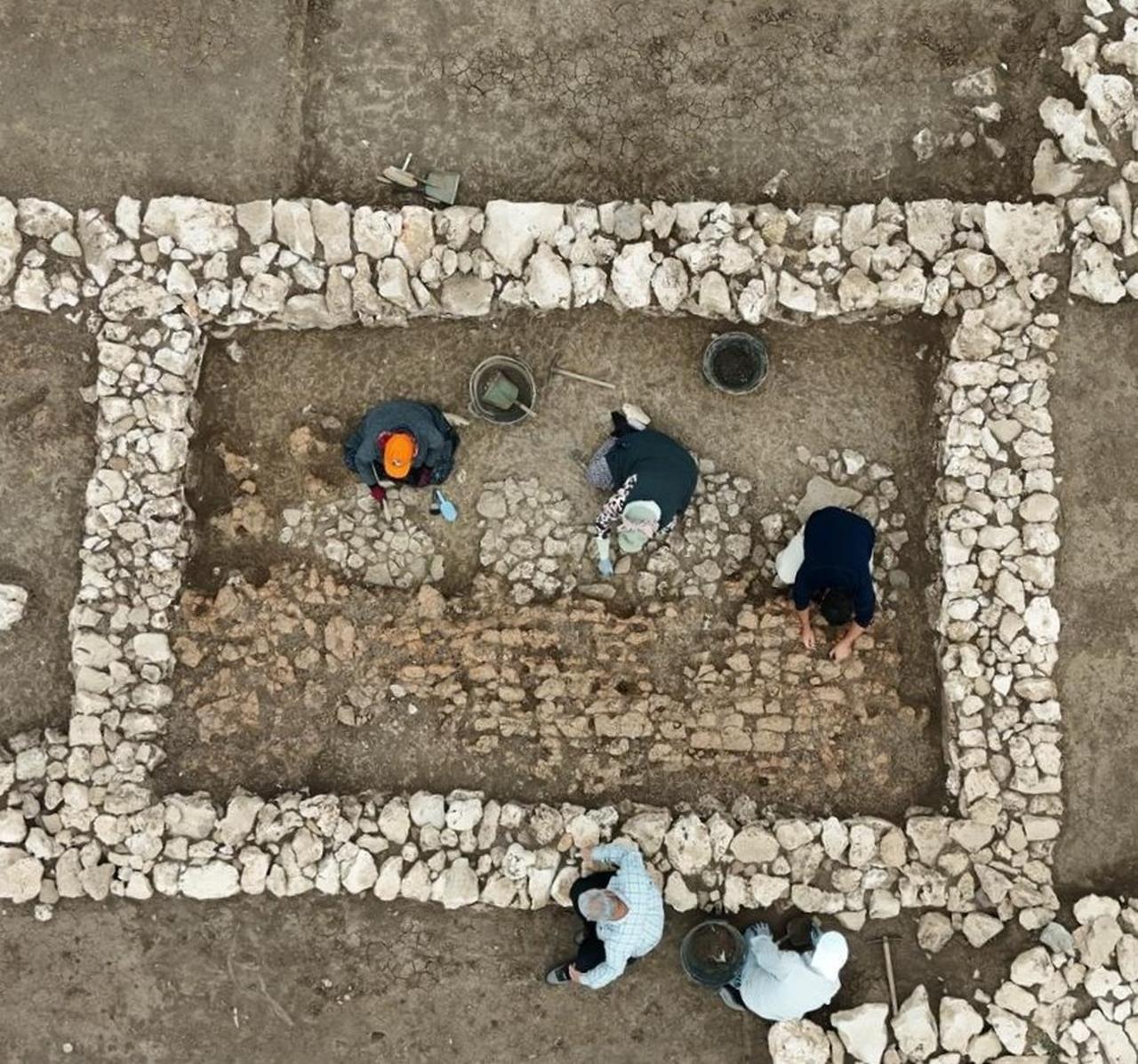 An aerial view of the Cayonu Hill excavation site in Diyarbakir’s Ergani district, revealing the layout of Neolithic and Early Bronze Age structures that shed light on early settled life in Anatolia. (IHA Photo)