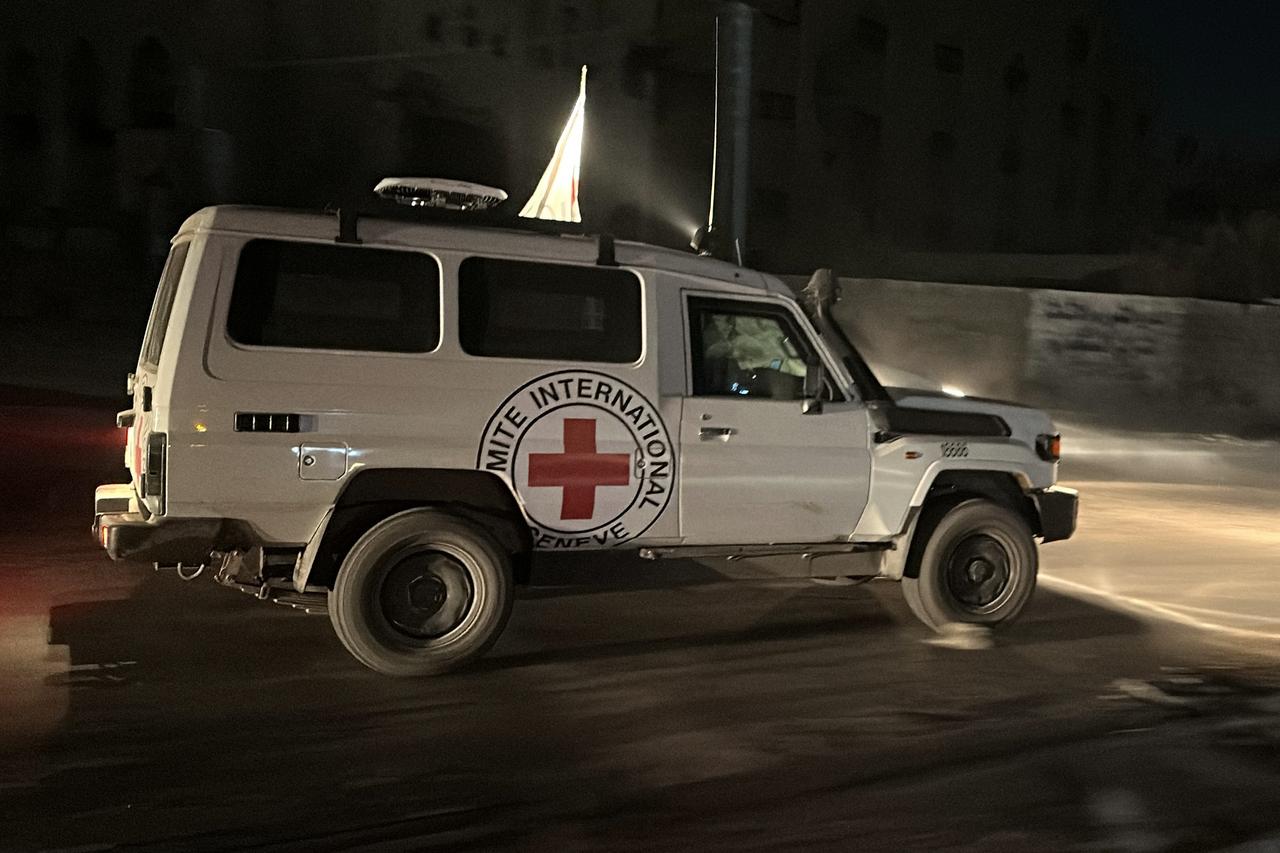 A vehicle of the International Committee of the Red Cross (ICRC) is seen in Gaza City, November 4, 2025. (AA Photo)