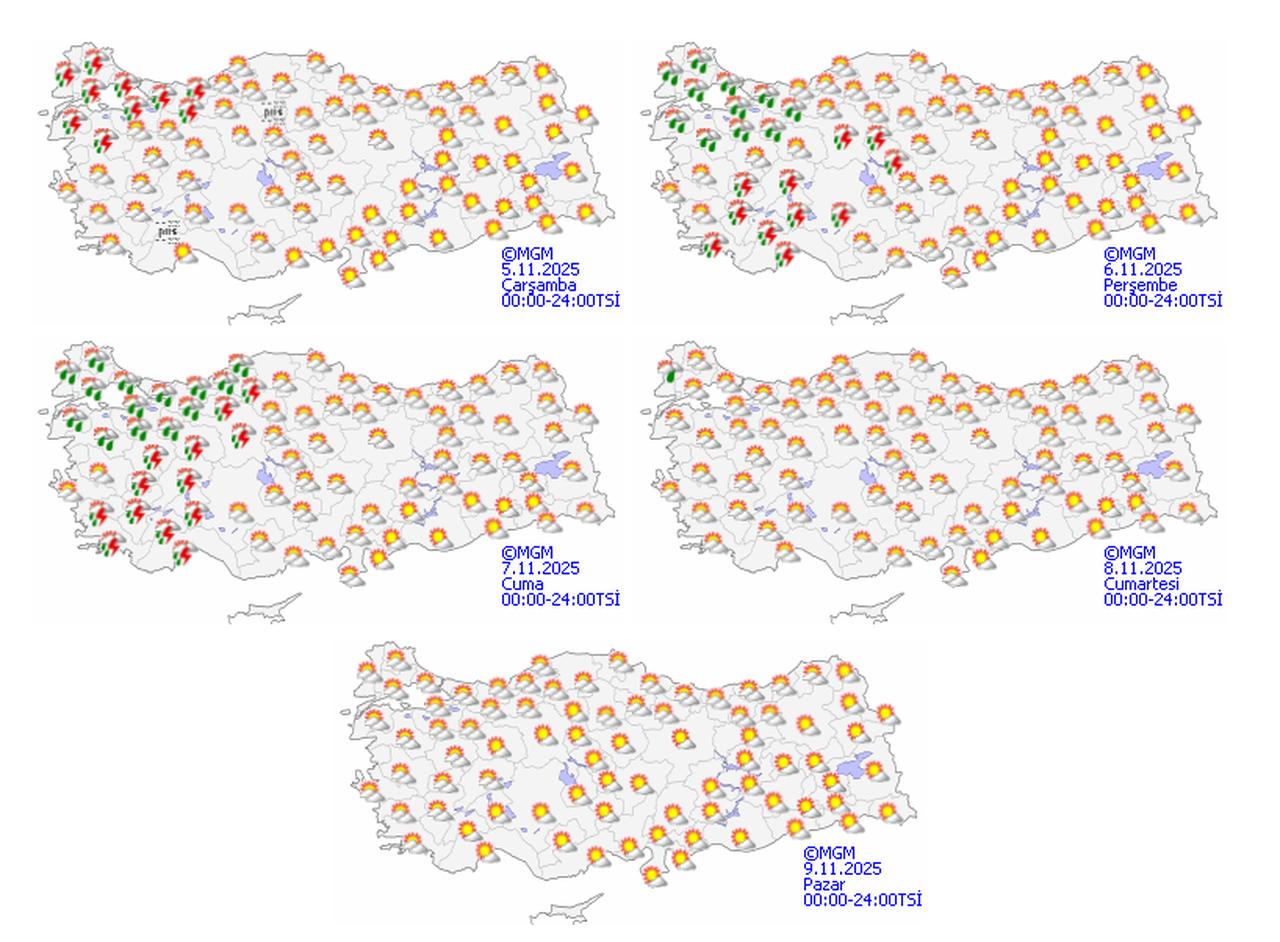November 5-9 - Weather Forecast (Türkiye's Meteorological Service)