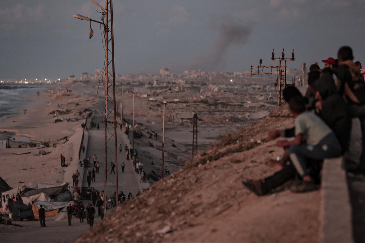 Smoke rises from the area after Israeli airstrikes targeted areas in the Gaza Strip despite the announcement of a cease-fire agreement, in Gaza City, Gaza, Oct. 9, 2025. (AA Photo)