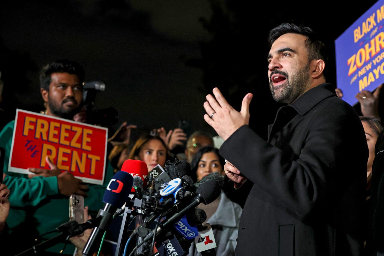 Democratic New York City mayoral candidate Zohran Mamdani speaks during a campaign event in New York on November 3, 2025. (AFP Photo)