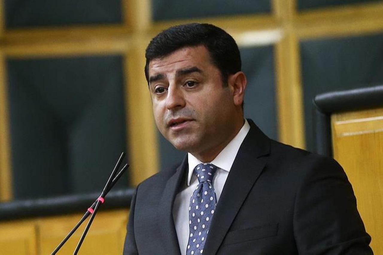 Former leader of pro-Kurdish Peoples Democratic Party (HDP) Selahattin Demirtas at his partys parliamentary group meeting. (AA Photo)