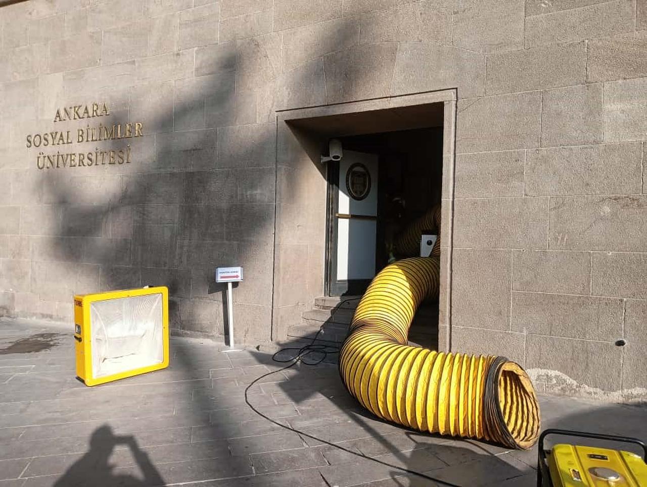 Gas buildup triggers explosion at Ankara Social Sciences University located in Ankara, Türkiye on Nov. 5, 2025. (IHA Photo)