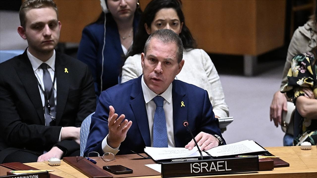 Israel’s former Permanent Representative to the United Nations, Gilad Erdan, attended the meeting and delivered a speech on 17 July 2024. (AA Photo).