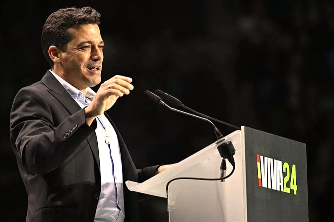 Israeli Minister of Diaspora Affairs and Minister for Social Equality Amichai Chikli attends the Long Live Europe 24 rally with the participation of Latin American far-right parties before the European Parliament elections as far-right politicians meet, Madrid, Spain, May 19, 2024. (AA Photo)