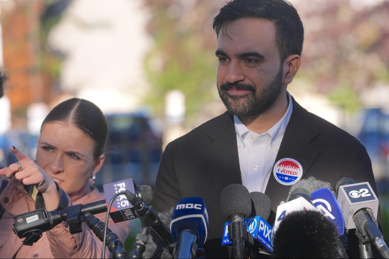 Democratic Party mayoral candidate for New York City Zohran Mamdani holds a press conference after casting his vote in Astoria, Queens, New York City, United States on Nov. 4, 2025. (AA Photo)