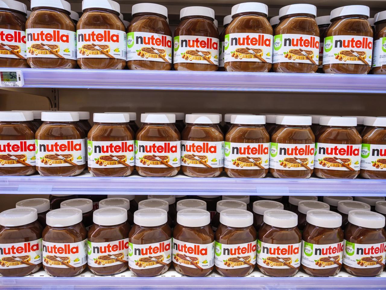 Nutella jars of hazelnut spread displayed on a supermarket shelf in Sault, France, July 18, 2024. (Adobe Stock Photo)