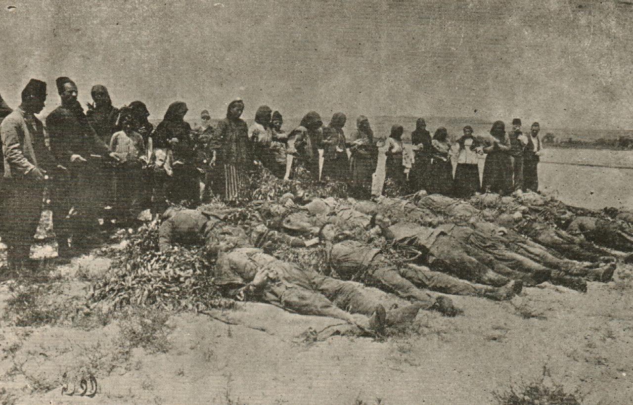 Postcard showing Turkish civilians killed during the Balkan War, 1912. (Photo via Bulgarian Archives State Agency)