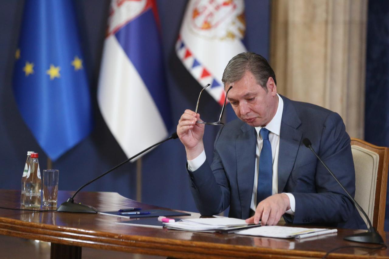 Serbian President Aleksandar Vucic speaks in his address to nation in Belgrade, Serbia on April 29, 2024. (AA Photo)