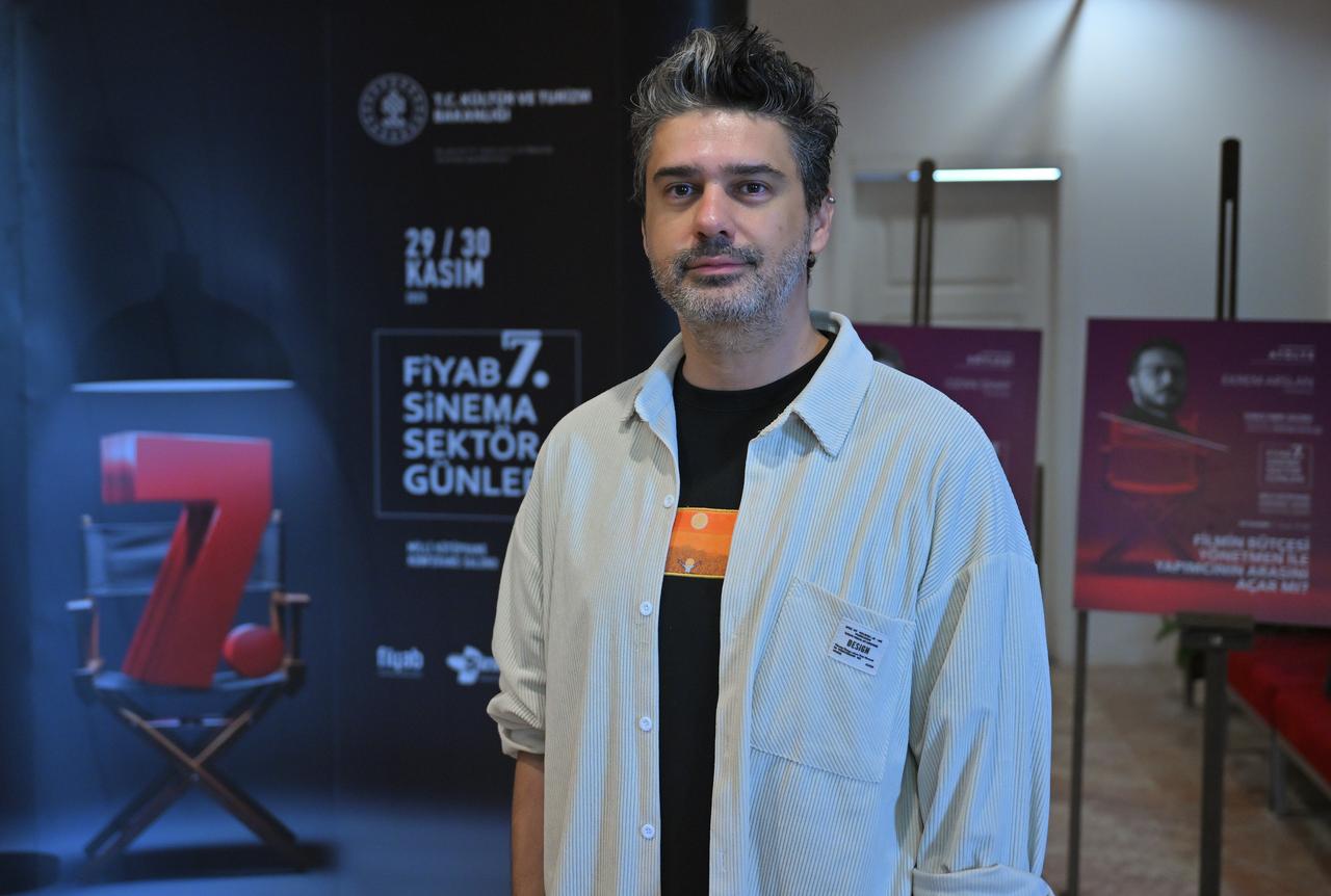 Ozan Sihay speaks to Anadolu Agency during the FIYAB 7th Film Industry Days, where he discussed the growing role of artificial intelligence in cinema, Nov. 30, 2025. (AA Photo)