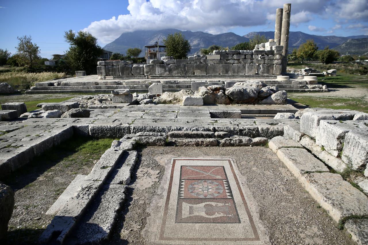 A view of archaeological excavations at the Letoon Sanctuary at Seydikemer, which is listed as a UNESCO World Heritage Site through the “Heritage for the Future Project,” in Mugla, Türkiye, Nov. 27, 2025. (AA Photo)