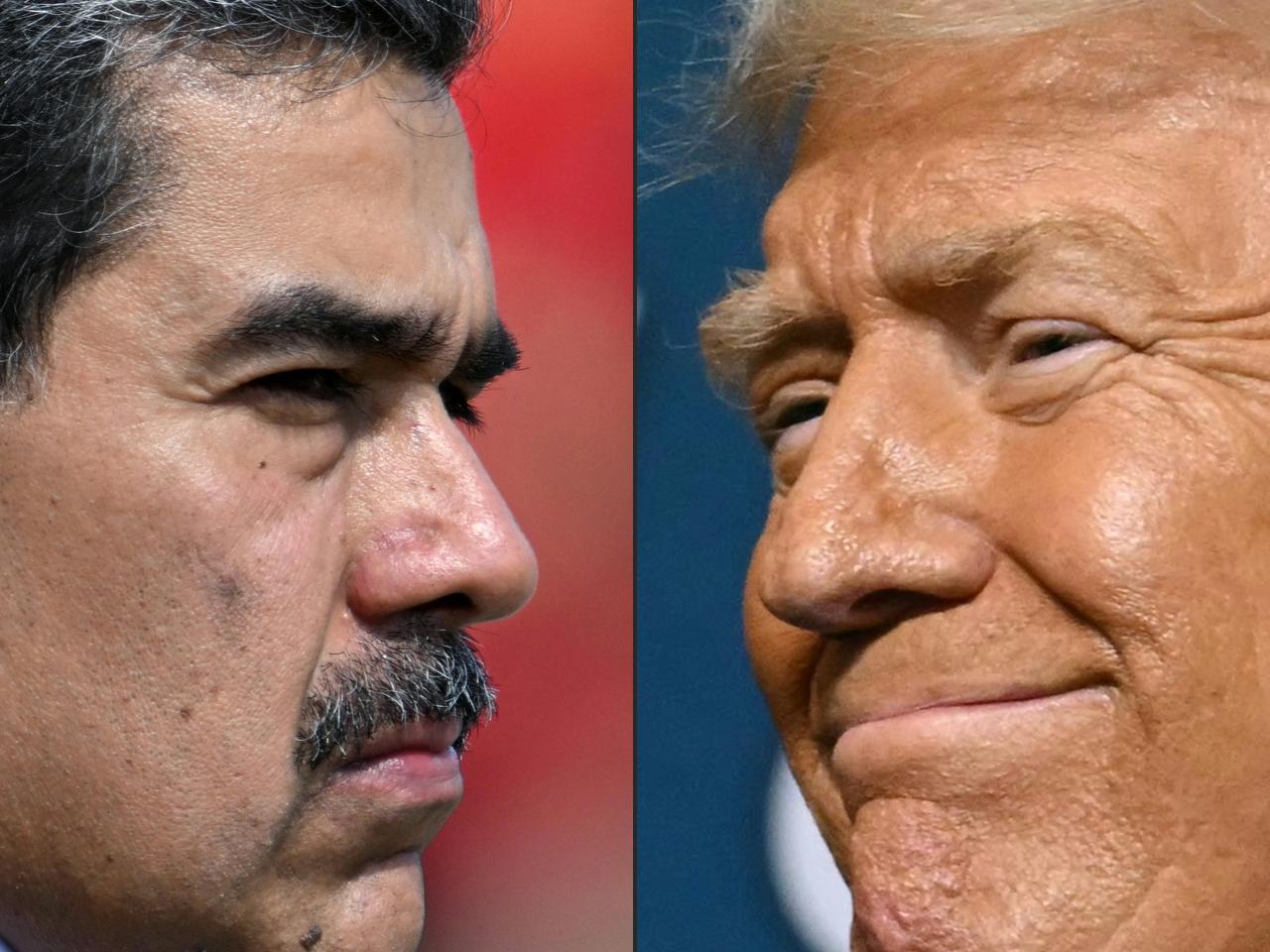 This combination of pictures created on August 08, 2025 shows Venezuela's President Nicolas Maduro (L) in Caracas on January 10, 2025, and US President Donald Trump (R) in Pittsburgh, Pennsylvania on July 15, 2025. (AFP File Photo)