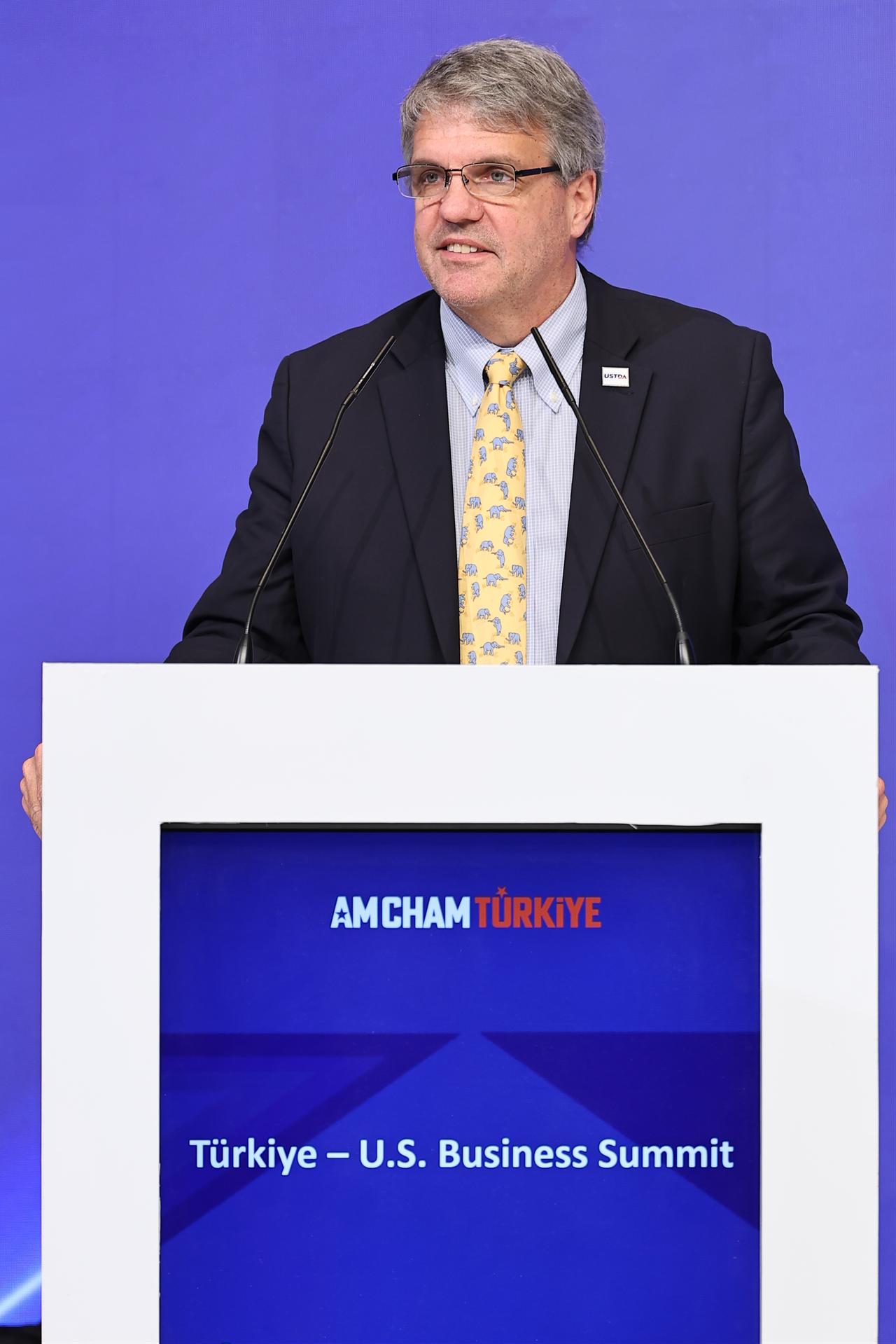 Türkiye–US Business Summit organized by AmCham Türkiye under the theme “Artificial Intelligence and Cybersecurity: Sectoral Future Perspectives,” where Acting USTDA Director Thomas Hardy delivered remarks was held in Istanbul, Türkiye on Dec. 1, 2025. (AA Photo)