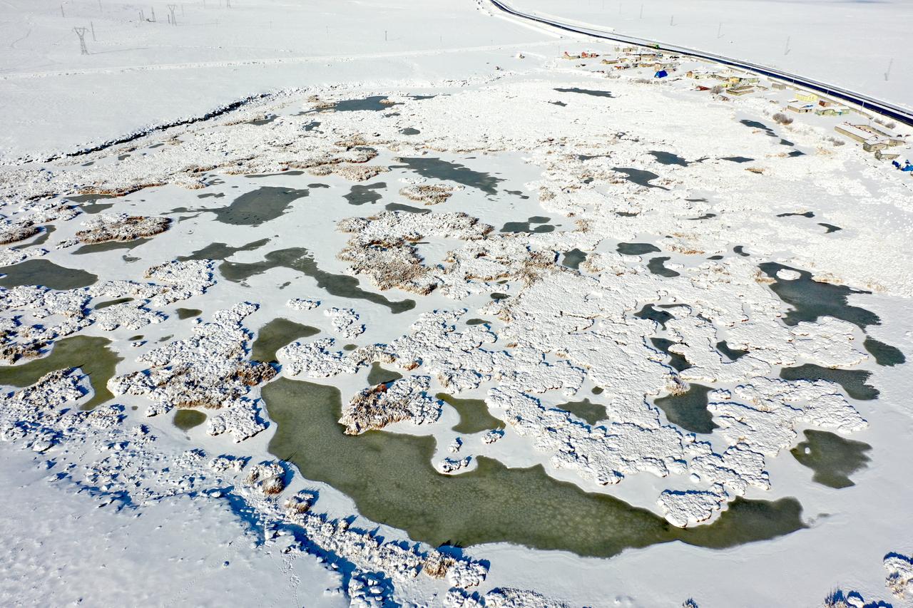 Lake Cali in Kars freezes over, threatening migratory birds from Africa to Russia