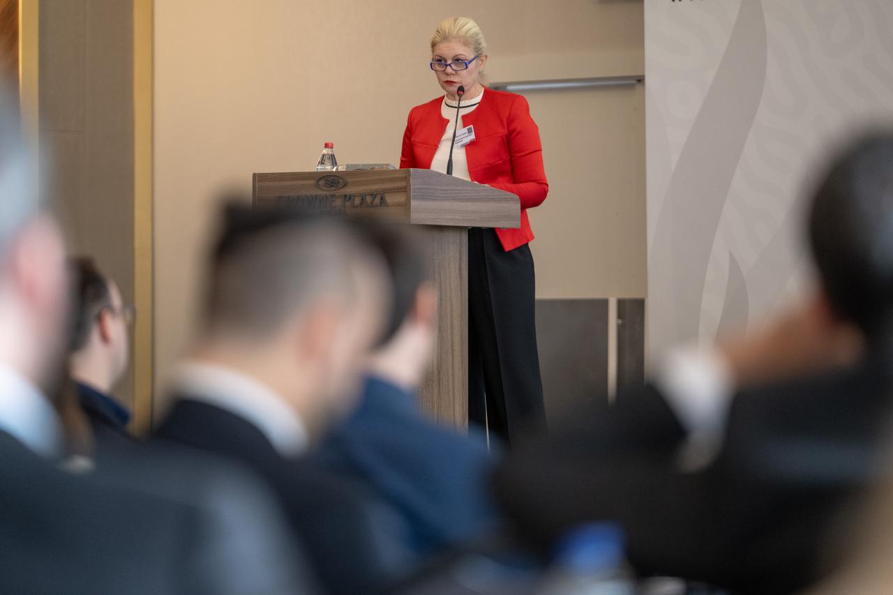 Geological Research Association President Zeynep Elif Yildizel delivered a speech at the 4th International Türkiye Black Sea Oil and Gas Congress and Exhibition in Ankara, Türkiye, on Dec. 10, 2025. (AA Photo)