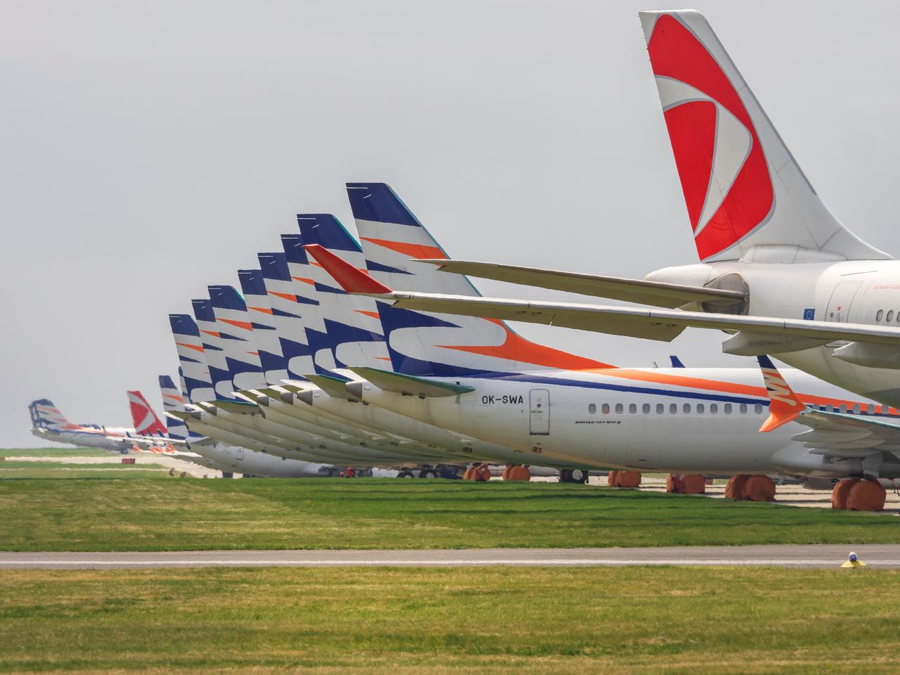 Smartwings and Czech Airlines aircraft grounded at Vaclav Havel Airport in Prague, Czechia, April 19, 2020. (Adobe Stock Photo)