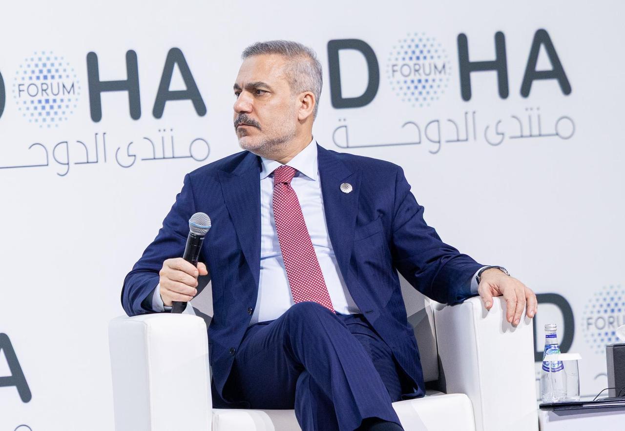 Turkish Foreign Minister Hakan Fidan participates in the "Newsmaker Interview" session at the Doha Forum 2025 in Doha, Qatar on December 6, 2025.  ( AA Photo )