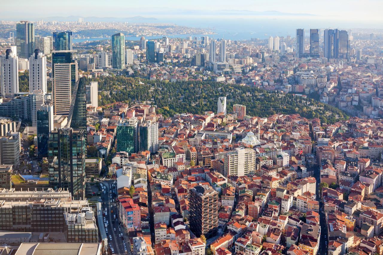Aerial view of residential and commercial districts in central Istanbul, Türkiye. (Adobe Stock Photo)