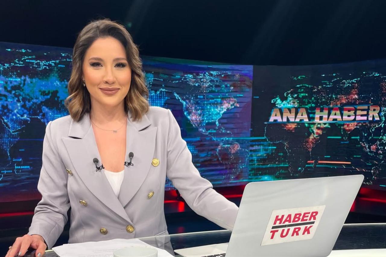Nur Kosker appears on the Haberturk TV set while presenting a main news program before her resignation, Istanbul, Türkiye, July 8, 2024. (Photo via Instagram / @nur.kosker)