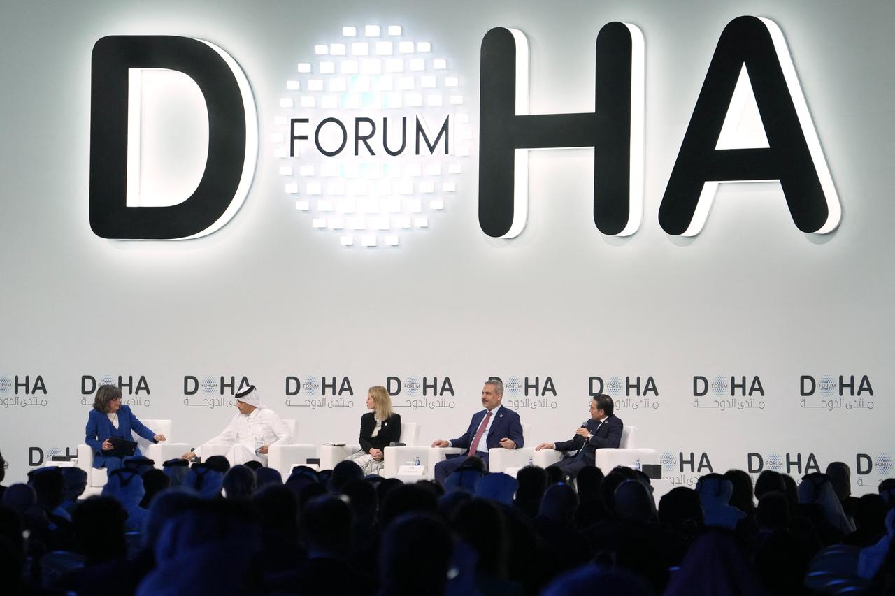 Participants are seen during a panel session on the opening day of the Doha Forum, an annual diplomatic conference, in Doha on December 6, 2025. (AFP Photo)
